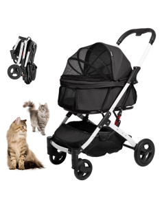 Carrito para Mascotas BETSOCCI Plegable Negro 20kg 4 Ruedas