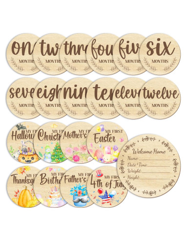 11 Hitos Mensuales para Bebés de Madera Glodecart - Props Fotográficos