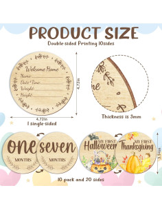 11 Hitos Mensuales para Bebés de Madera Glodecart - Props Fotográficos 2