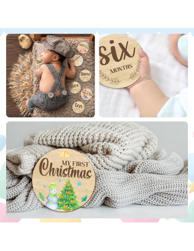 11 Hitos Mensuales para Bebés de Madera Glodecart - Props Fotográficos