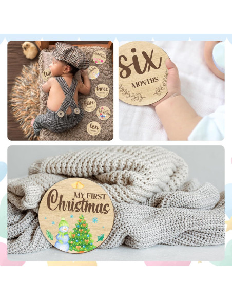 11 Hitos Mensuales para Bebés de Madera Glodecart - Props Fotográficos