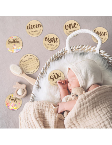 11 Hitos Mensuales para Bebés de Madera Glodecart - Props Fotográficos