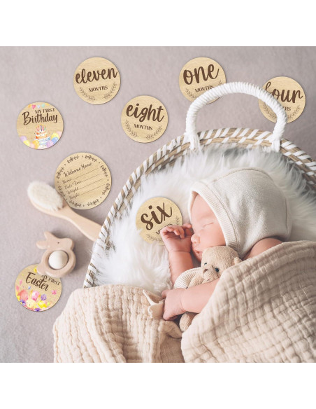 11 Hitos Mensuales para Bebés de Madera Glodecart - Props Fotográficos