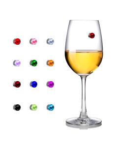 12 Marcadores de Copas de Vino Cristales Magnéticos Boao