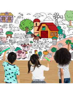 Póster Gigante para Colorear Eoopoon Granja 182.88 x 78.74 cm 2