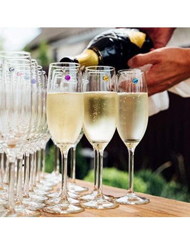 12 Marcadores de Copas de Vino Cristales Magnéticos Boao