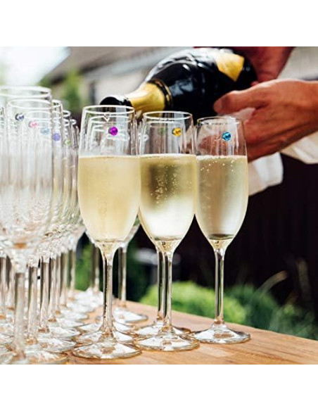 12 Marcadores de Copas de Vino Cristales Magnéticos Boao