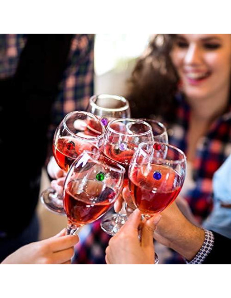 12 Marcadores de Copas de Vino Cristales Magnéticos Boao