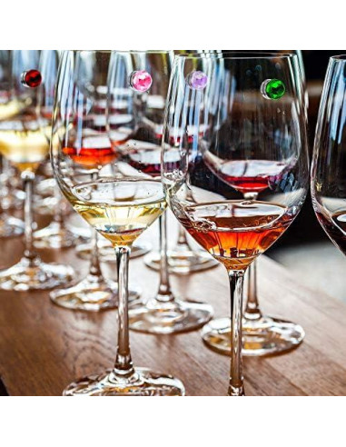 12 Marcadores de Copas de Vino Cristales Magnéticos Boao