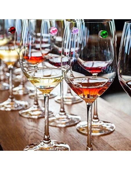 12 Marcadores de Copas de Vino Cristales Magnéticos Boao