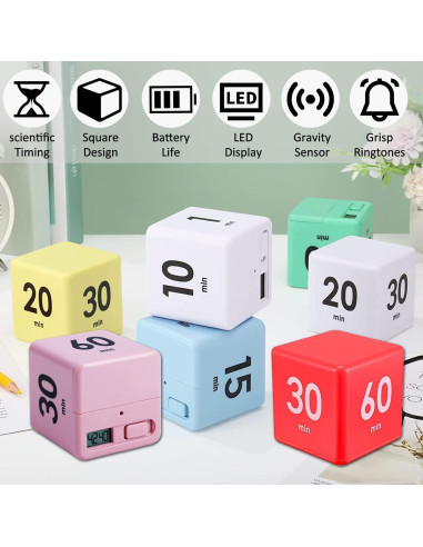 Temporizador Cubo DQDEDIAN con Sensor de Gravedad 15-60 Min