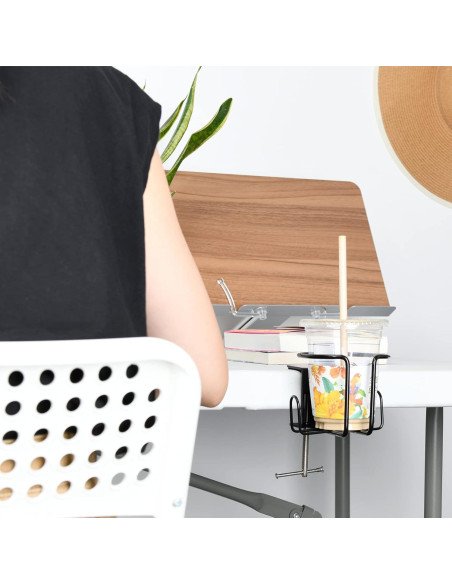 Soporte para Taza de Escritorio LEKUSHA Antidesbordamiento Negro