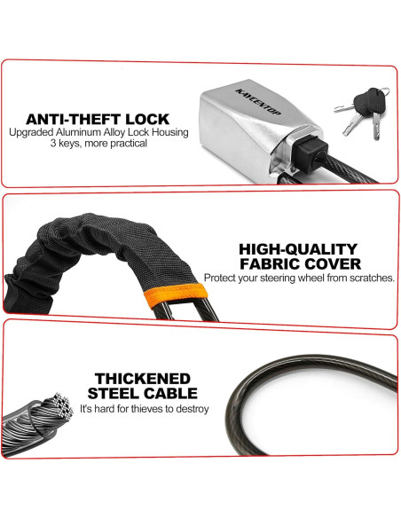 Cerradura de Volante Antirrobo KAYCENTOP L1016PRO-B 43 cm