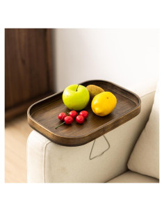 Mesa de brazo de sofá DECKALY de bambú Elipse para bebidas y snacks