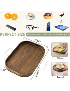 Mesa de brazo de sofá DECKALY de bambú Elipse para bebidas y snacks 2