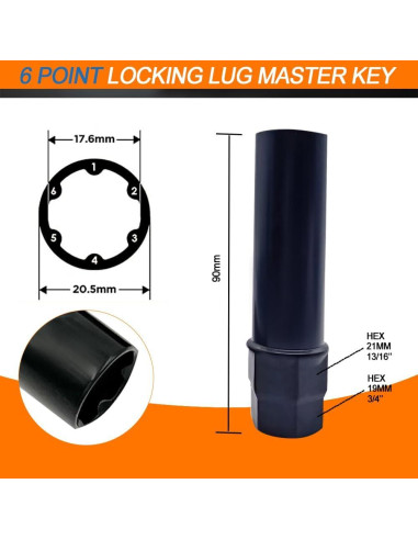 Llave de zócalo CHRYMUM 6 y 7 splines para tuercas de bloqueo