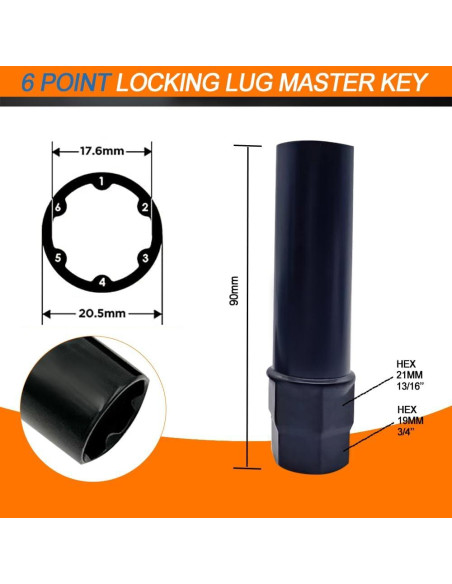 Llave de zócalo CHRYMUM 6 y 7 splines para tuercas de bloqueo