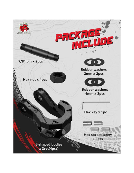 Grilletes D AMBULL 3/4" con Pasador 7/8" 18,144 kg Negro