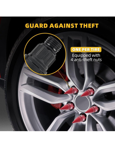 Tornillos de Rueda M14x1.5 muge racing 20 PCS Aluminio Rojo