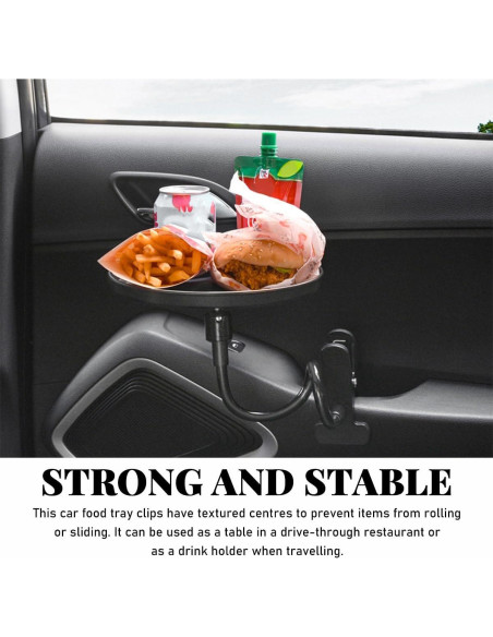 Bandeja de Comida Ajustable para Auto Povtii 22 cm Antideslizante