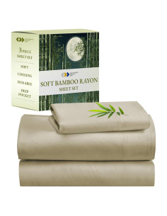 Conjunto de Sábanas Twin California Design Den Rayón Bambú Beige