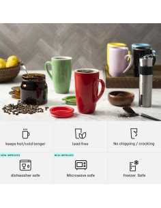 MITBAK Juego de 6 Tazas de Cerámica Aisladas 0.47L 2