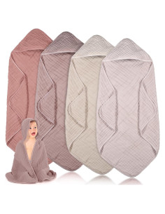 Toallas de Muselina con Capucha Peryiter 4 Pcs 81x81 cm Beige