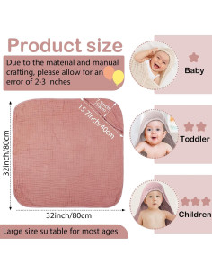 Toallas de Muselina con Capucha Peryiter 4 Pcs 81x81 cm Beige 2