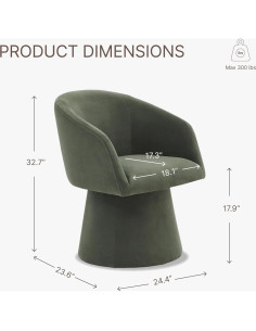 Silla de Comedor Giratoria KISLOT Verde Moderna 360 2