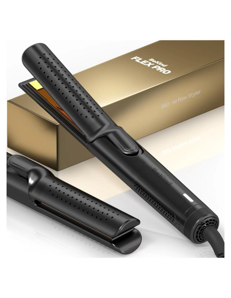 Plancha y Rizador de Cabello 2 en 1 BeKind Flex, Negro Plancha y Rizador de Cabello 2 en 1 BeKind Flex, Negro