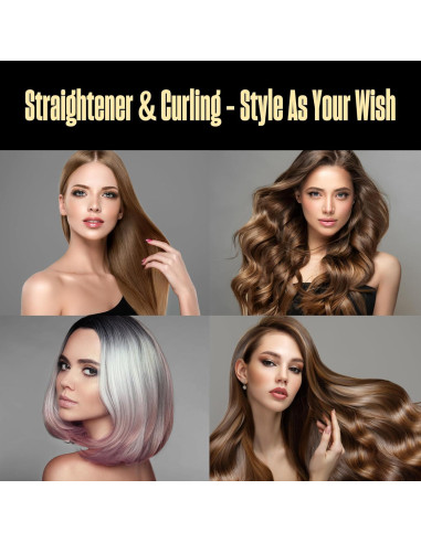 Plancha y Rizador de Cabello 2 en 1 BeKind Flex, Negro