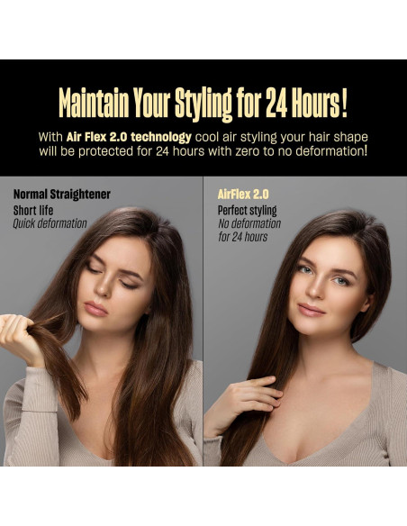 Plancha y Rizador de Cabello 2 en 1 BeKind Flex, Negro Plancha y Rizador de Cabello 2 en 1 BeKind Flex, Negro