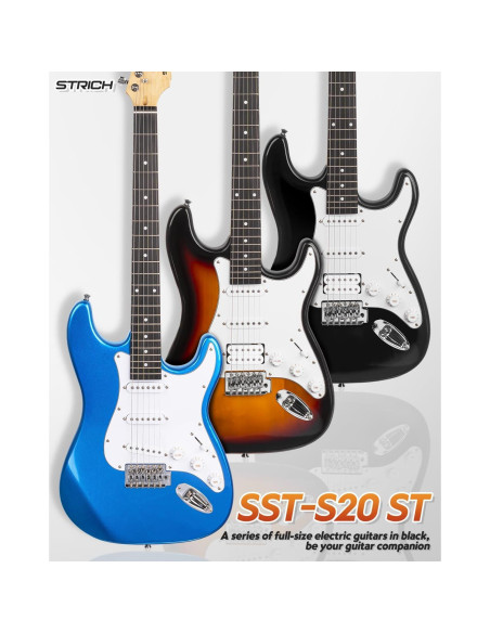Kit Guitarra Eléctrica STRICH HSS 39" Completo Negro