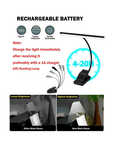 Luz de Atril LED UrsaMajor con Clip Recargable 30cm