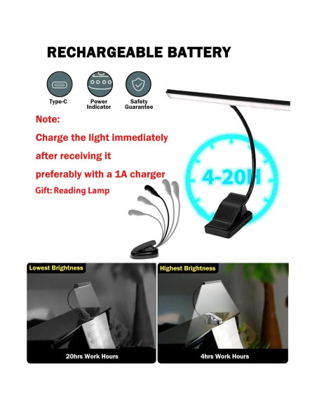 Luz de Atril LED UrsaMajor con Clip Recargable 30cm