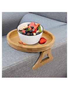 Bandeja de Brazo de Sofá Plegable YWHWXB de Bambú Natural