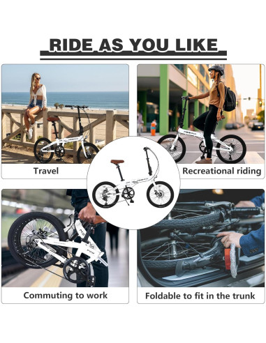 Bicicleta Plegable Urbana YHUBHSIS 20" 7 Velocidades Aluminio