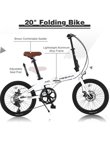 Bicicleta Plegable Urbana YHUBHSIS 20" 7 Velocidades Aluminio