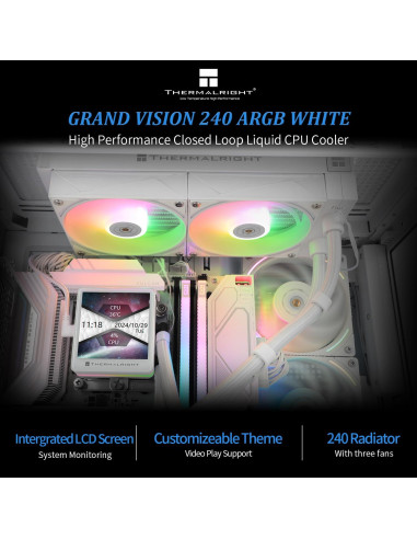 Enfriador AIO CPU Thermalright Grand Vision 240 ARGB Blanco