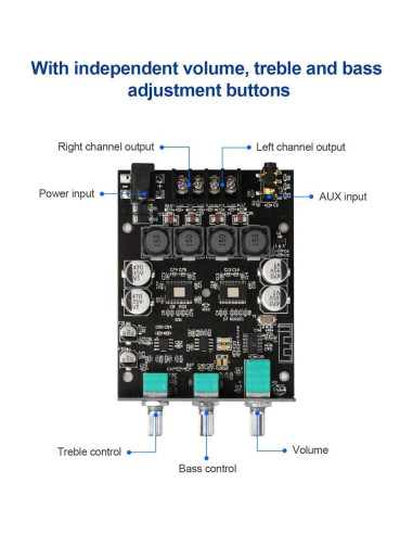 Amplificador Bluetooth ZK-1002T 2.0CH 200W Control Agudos y Graves