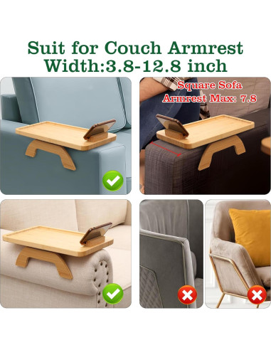 Bandeja de Brazo de Sofá BAMBOOTRAY con Soporte para Teléfono