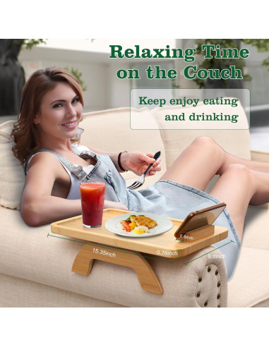 Bandeja de Brazo de Sofá BAMBOOTRAY con Soporte para Teléfono