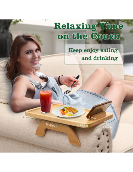 Bandeja de Brazo de Sofá BAMBOOTRAY con Soporte para Teléfono