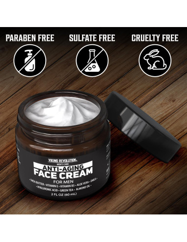 Crema Facial Anti Envejecimiento Viking Revolution 59 ml - Hidratante con Ácido Hialurónico y Aloe Vera