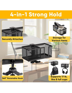 Soporte para Taza Clip On 4 en 1 OrgaFocus - Metal Negro 2