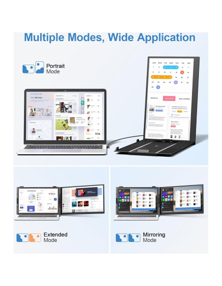 Extensor de Pantalla Doble 14" FHD 1080P Zerfis Ultra Delgado