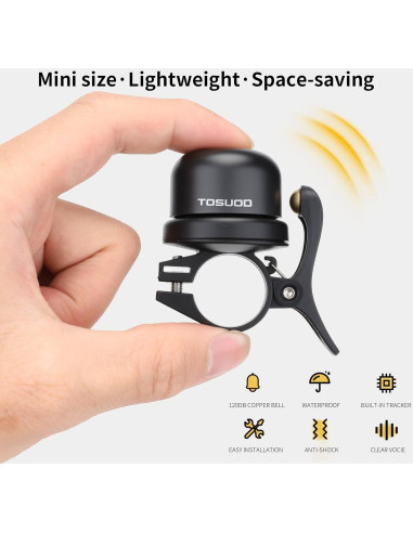 Soporte Timbre de Bicicleta TOSUOD Antirrobo Impermeable 22.2mm