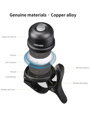 Soporte Timbre de Bicicleta TOSUOD Antirrobo Impermeable 22.2mm