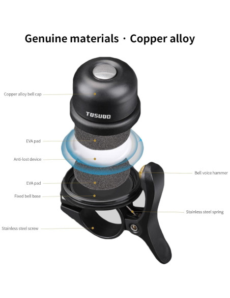 Soporte Timbre de Bicicleta TOSUOD Antirrobo Impermeable 22.2mm