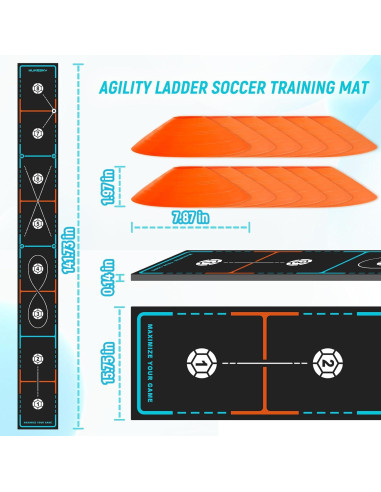 Escalera de Agilidad MUKESKY 360 cm Antideslizante + 12 Conos